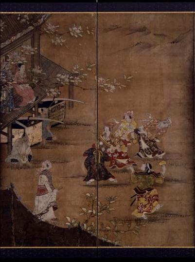狩野長信作『花下遊楽図屏風』（部分）東京国立博物館蔵